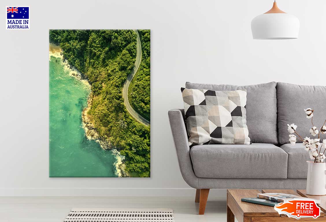 Thailand Sea Coast Highway Aerial Photograph Print 100% Australian Made