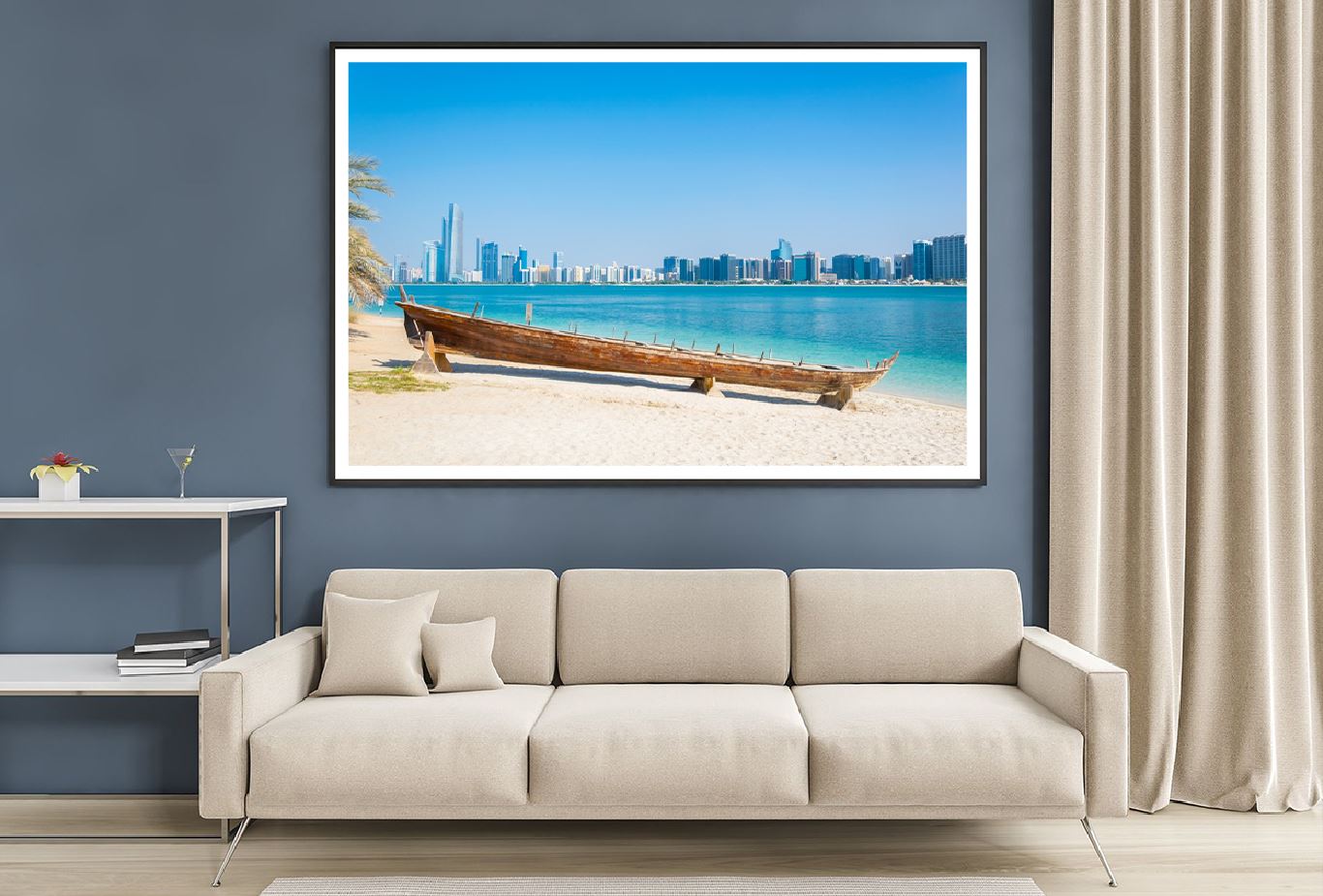 Wooden Boat near Sea Abu Dhabi Photograph Home Decor Premium Quality Poster Print Choose Your Sizes