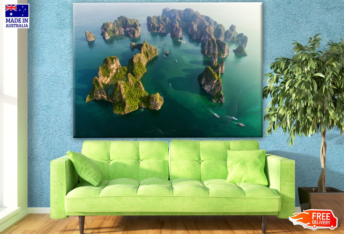 Island with Rocks Aerial View Photograph Print 100% Australian Made