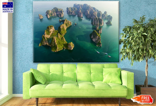 Island with Rocks Aerial View Photograph Print 100% Australian Made