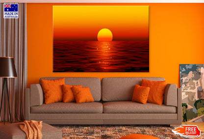 Red Sunset over Calm Sea Vector Art Print 100% Australian Made