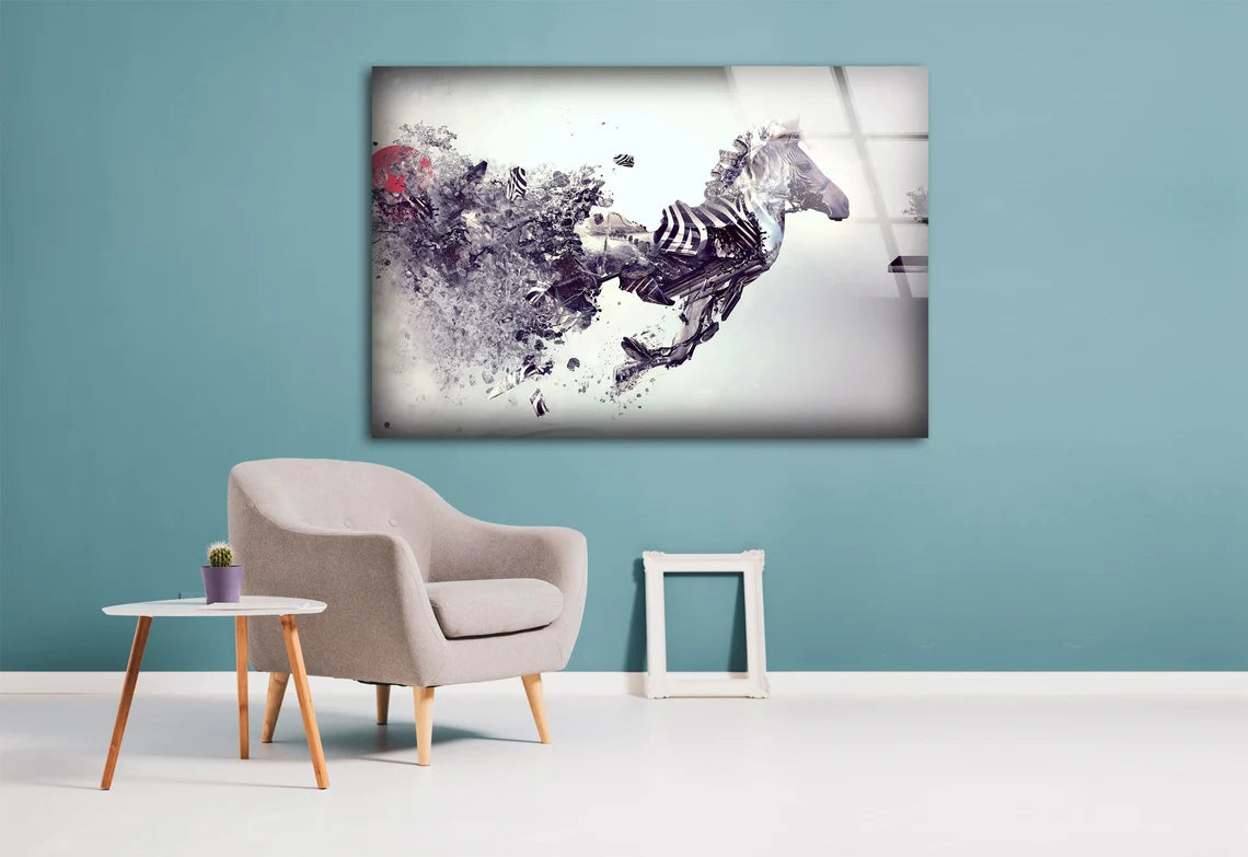 Running Horses Abstract Design Acrylic Glass Print Tempered Glass Wall Art 100% Made in Australia Ready to Hang