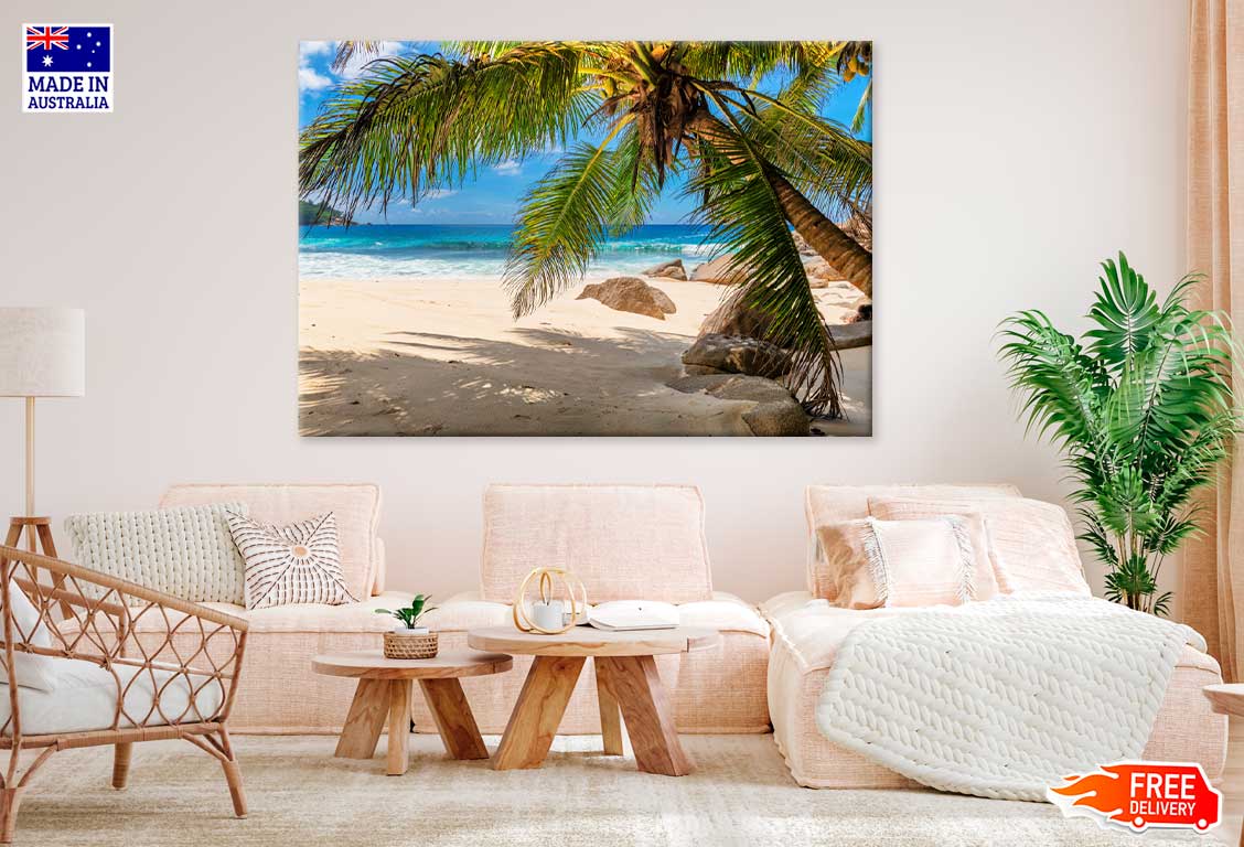 Palms & Tropical Beach with White Sand Photograph Print 100% Australian Made
