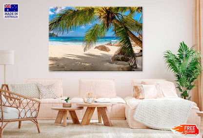 Palms & Tropical Beach with White Sand Photograph Print 100% Australian Made