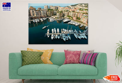 Port de Fontvieille Aerial View Photograph Print 100% Australian Made