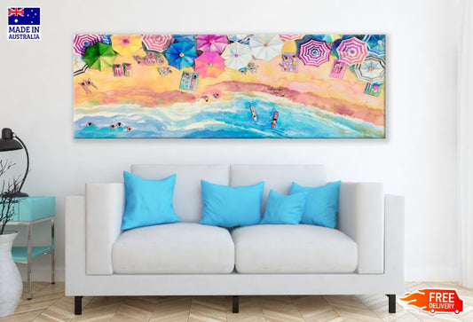 Panoramic Canvas Beach Painting High Quality 100% Australian made wall Canvas Print ready to hang