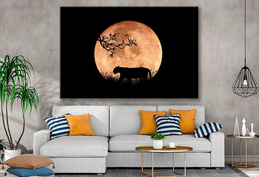 Bella Home Illustration of a Tiger in The Night Print Canvas Ready to hang