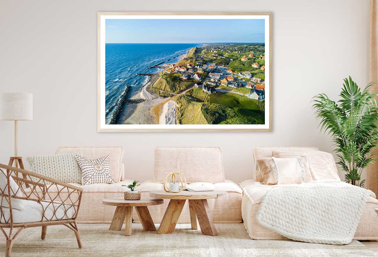 Coastline of Denmark with Village Photograph Home Decor Premium Quality Poster Print Choose Your Sizes