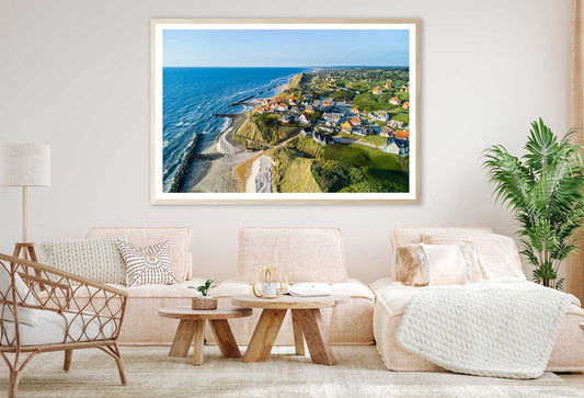 Coastline of Denmark with Village Photograph Home Decor Premium Quality Poster Print Choose Your Sizes