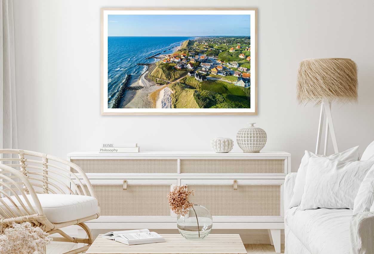 Coastline of Denmark with Village Photograph Home Decor Premium Quality Poster Print Choose Your Sizes