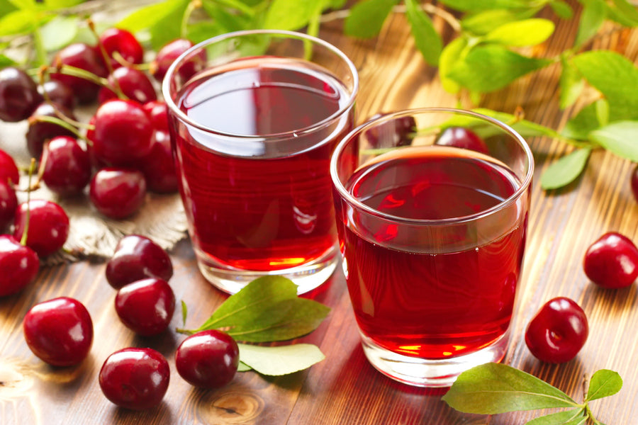 Cold Cherry Juice Glasses with Fresh Berries Photograph Print 100% Australian Made