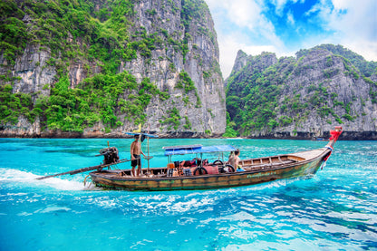 Long Boat & Maya Bay Island View Photograph Print 100% Australian Made