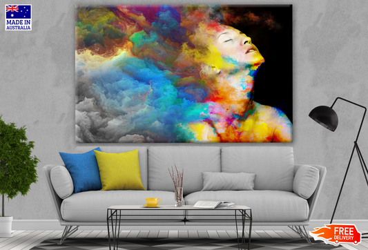 Woman Face Abstract Cloud Smoky Design Print 100% Australian Made