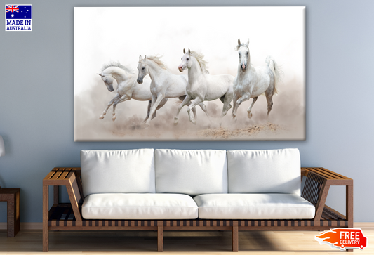 White Horses Running on Desert Print 100% Australian Made