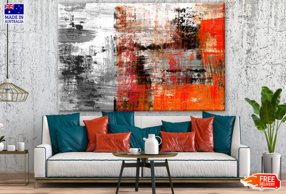 Orange Black Abstract Brush Stroke Design Print 100% Australian Made