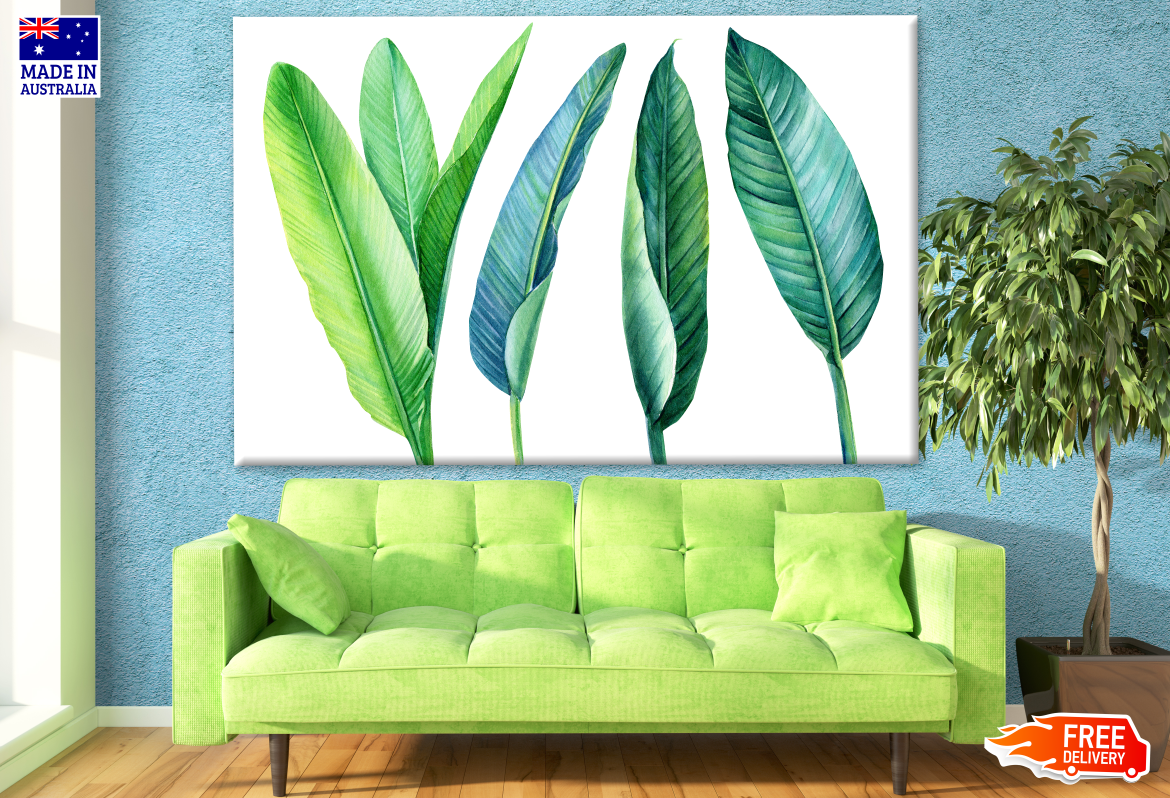 Tropical Green Leaves Watercolour Painting Print 100% Australian Made