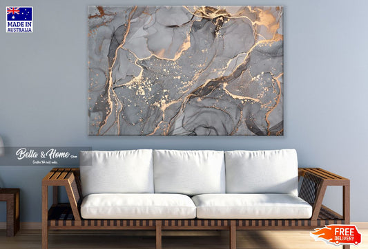 Gold & Grey Abstract Design Print 100% Australian Made