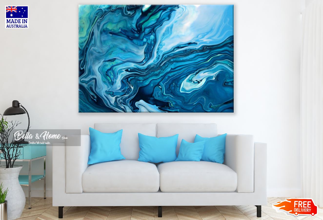 Blue & Green Abstract Design Print 100% Australian Made