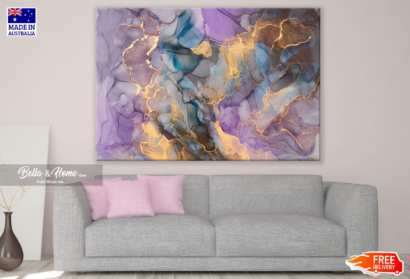 Pink Blue & Gold Design Print 100% Australian Made