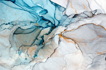 Grey Blue & Gold Abstract Design Print 100% Australian Made
