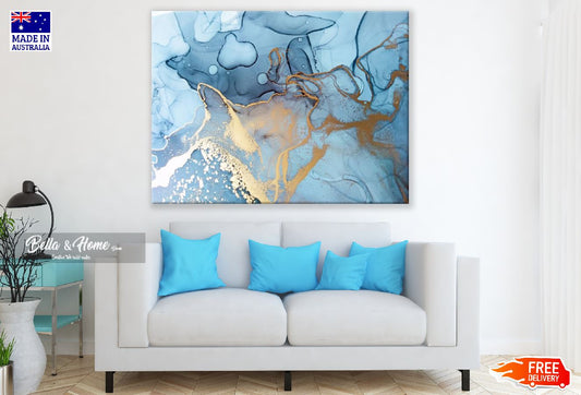 Blue & Gold Abstract Design Print 100% Australian Made