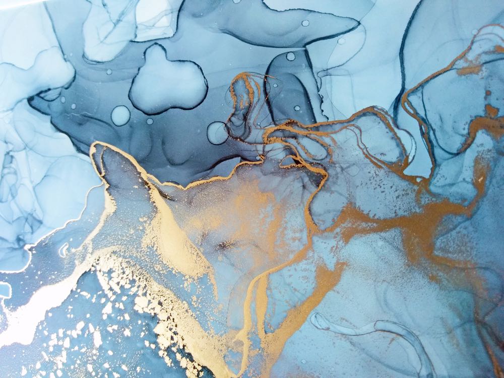 Blue & Gold Abstract Design Print 100% Australian Made