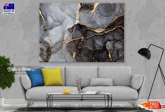 Black & Gold Abstract Design Print 100% Australian Made