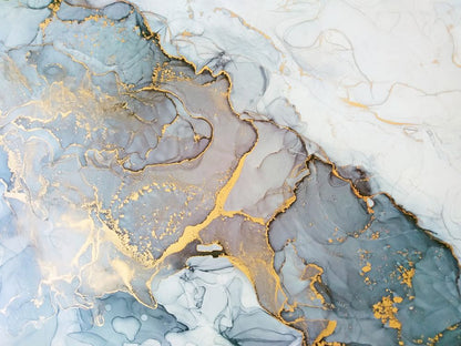 Blue White & Gold Abstract Design Print 100% Australian Made