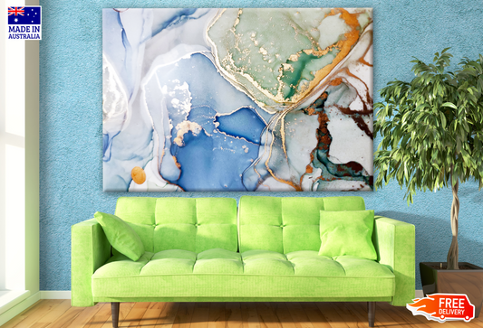 Blue, Green & Gold Abstract Design Print 100% Australian Made