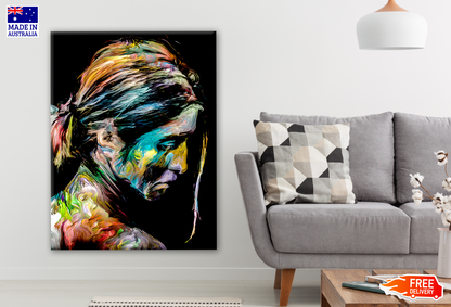 Colourful Woman Portrait Abstract Painting Print 100% Australian Made