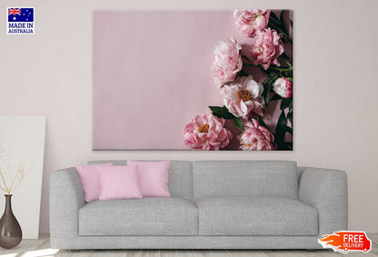 Pink Peony Flowers on Wall View Photograph Print 100% Australian Made