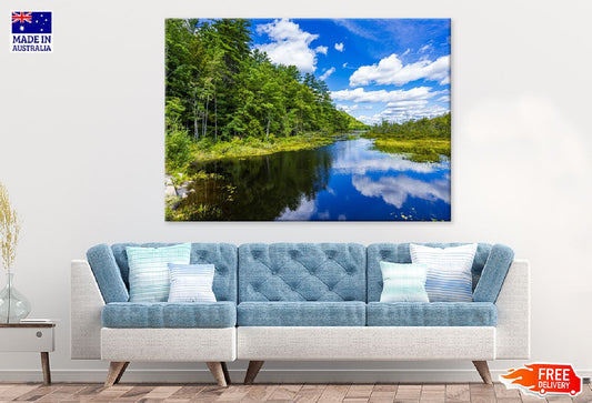 Lake with Reflection Forest Sky Photograph Print 100% Australian Made