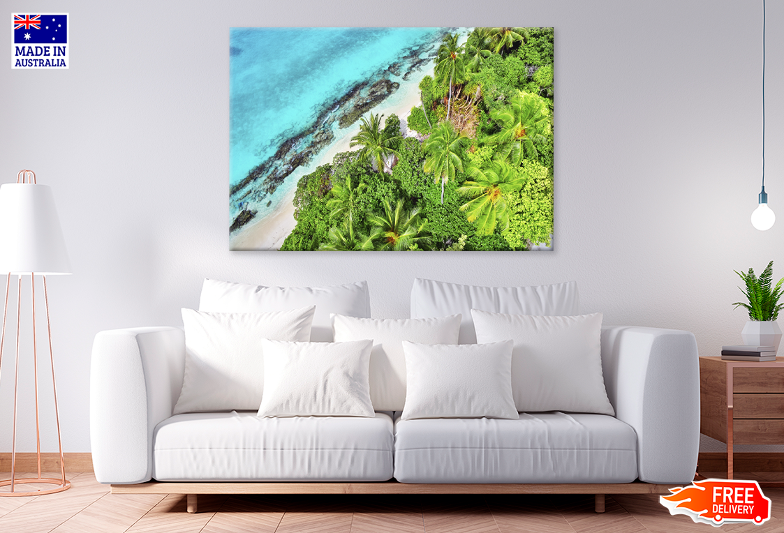 Plam Trees & Sea Aerial View Photograph Print 100% Australian Made