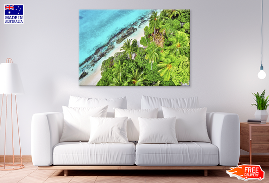 Plam Trees & Sea Aerial View Photograph Print 100% Australian Made