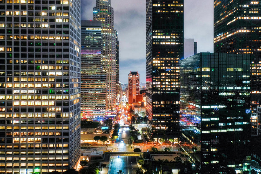 City Night Lights Buildings View Photograph Print 100% Australian Made