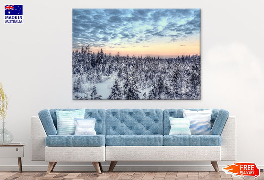 Sunset Over Snow Covered Trees Photograph Print 100% Australian Made
