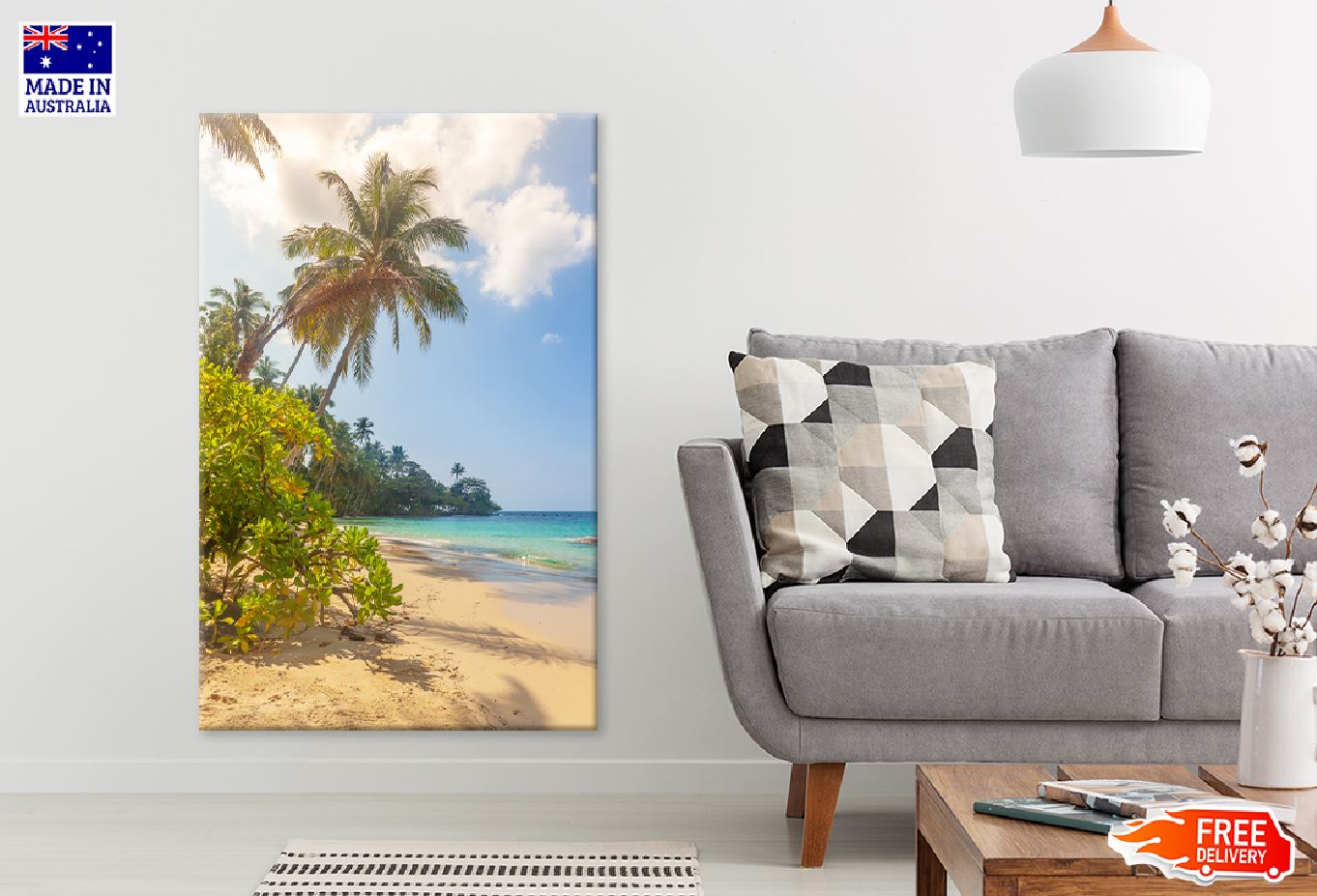 Palm Trees & Sandy Beach View Photograph Print 100% Australian Made
