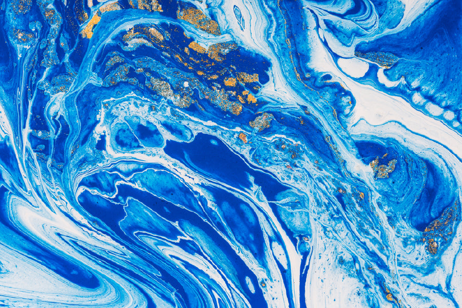 Blue Gold Abstract Design Print 100% Australian Made