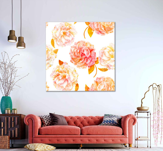 Square Canvas Pink White Roses Oil Painting High Quality Print 100% Australian Made