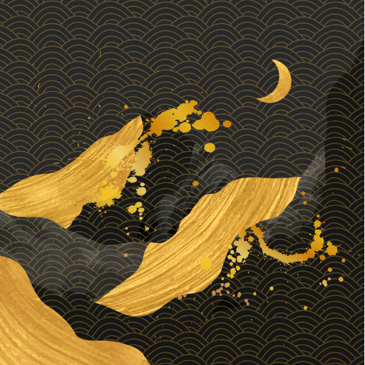 Square Canvas Gold & Black Vector Moon High Quality Print 100% Australian Made