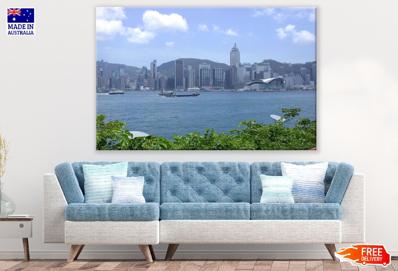 Boat and City view Hong Kong, China Photograph Print 100% Australian Made