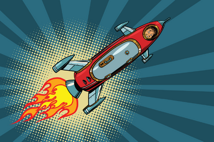 Man in Rocket Illustration Print 100% Australian Made