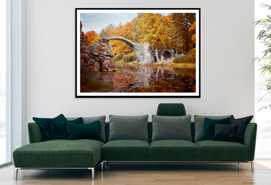 Bridge & Autumn Trees View Photograph Home Decor Premium Quality Poster Print Choose Your Sizes