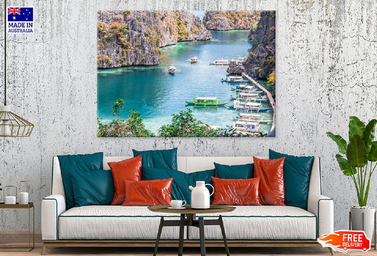 Coron Island with Boats Aerial View Photograph Print 100% Australian Made
