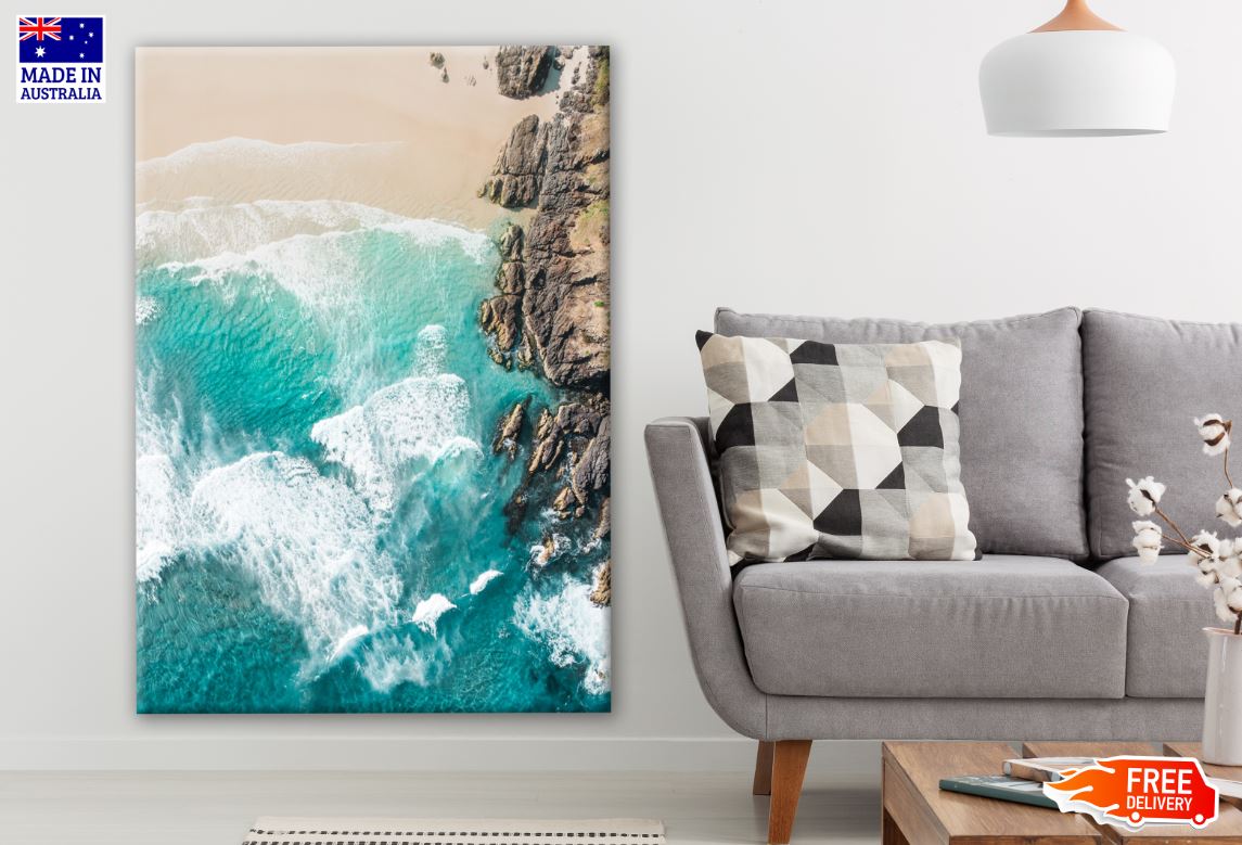 Rocks & Beach Aerial View Photograph Print 100% Australian Made