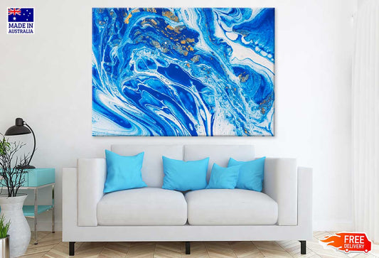 Blue Gold Abstract Design Print 100% Australian Made