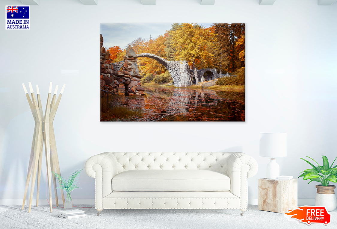 Bridge & Autumn Trees View Photograph Print 100% Australian Made