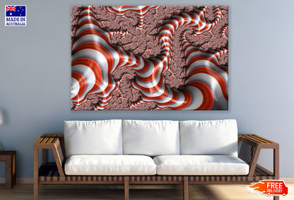 Fractal Abstract Red White Stripes Print 100% Australian Made