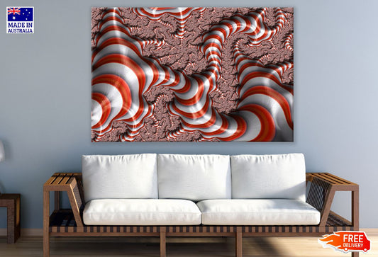 Fractal Abstract Red White Stripes Print 100% Australian Made