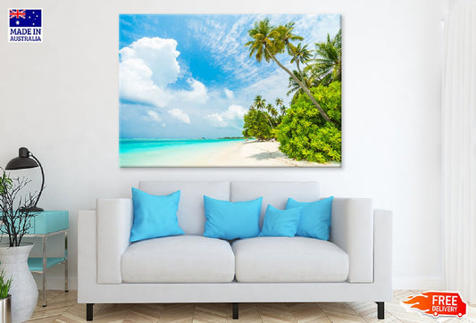 Palm Trees with Maldives Island Photograph Print 100% Australian Made